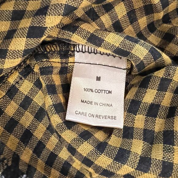NWT Francesca's Dizzy Gal Gold/Black/White Plaid Button Down Shirt - Picture 10 of 11